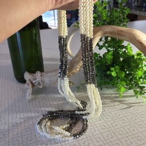 Faux baby pearl&Charcoal Swarovski Necklace